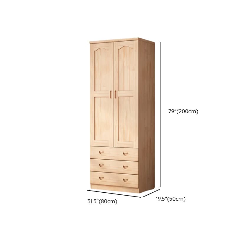 Modish Natural Color Reclaimed Wood Wardrobe Armoire with Soft Close Drawer, Soft Close Door - image 8