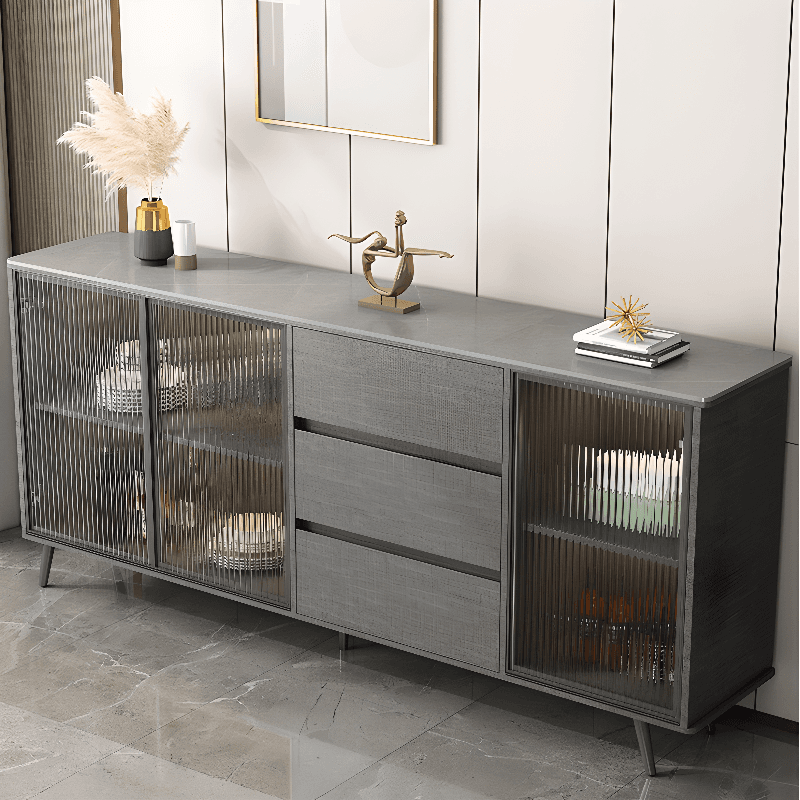 Sintered Stone Standard Ground Sideboard with Glass Doors, 3 Drawers & 1 Shelf - image 11