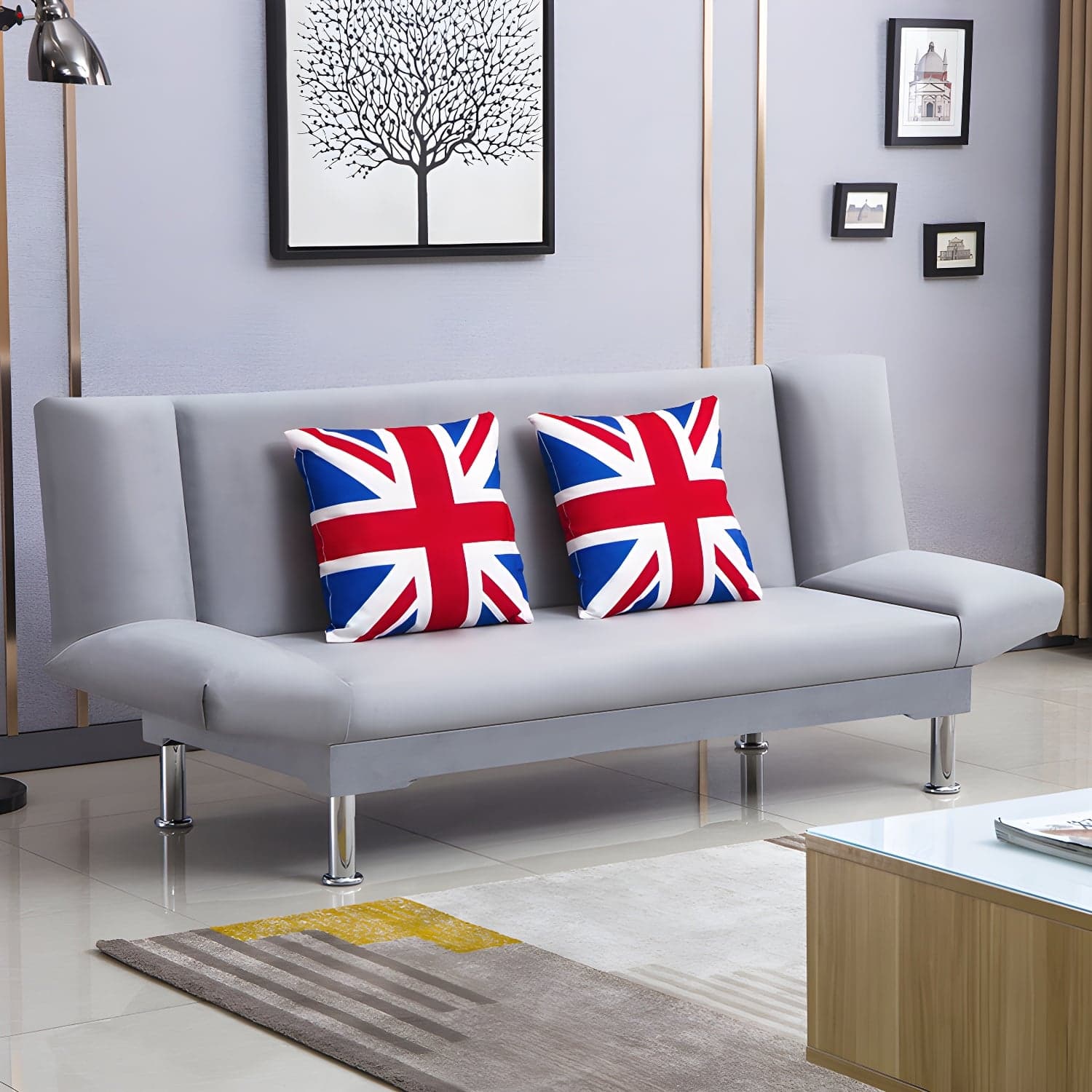 Silver Transitional Modern Tight Back Sofa Bed 29.53"High Armless Sofa Bed - image 26