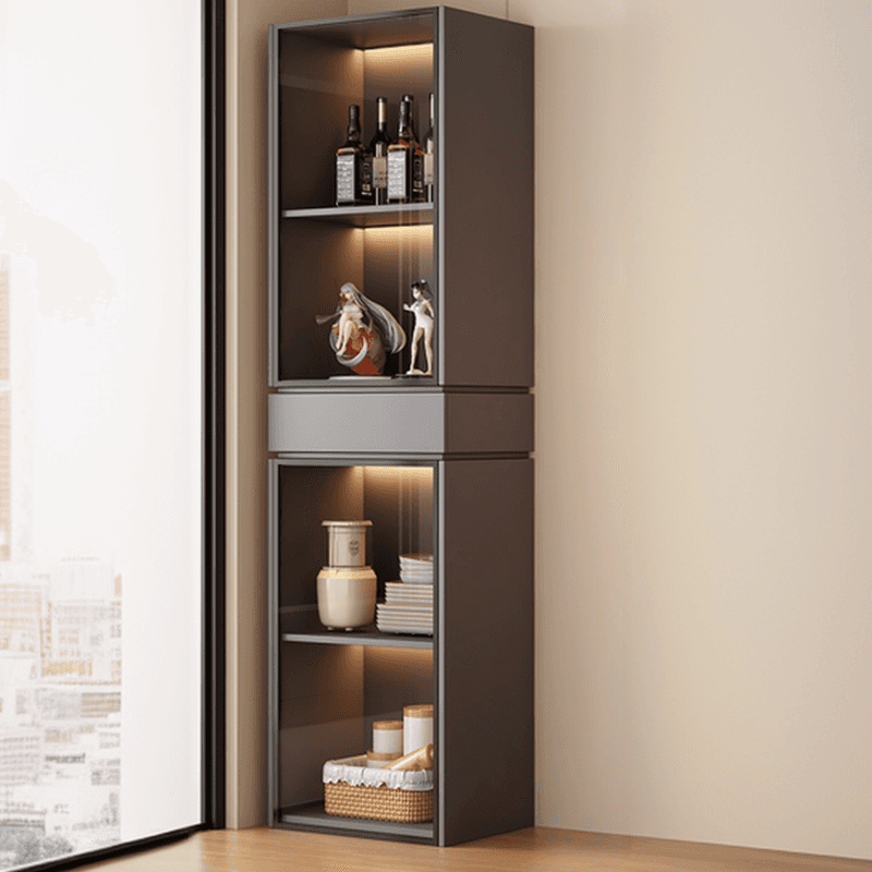 Rectangular Detached Accent Cabinet with Damp-proof, Scratch-immune Glazed Door in Chalk/Sepia and Soft Close Drawer