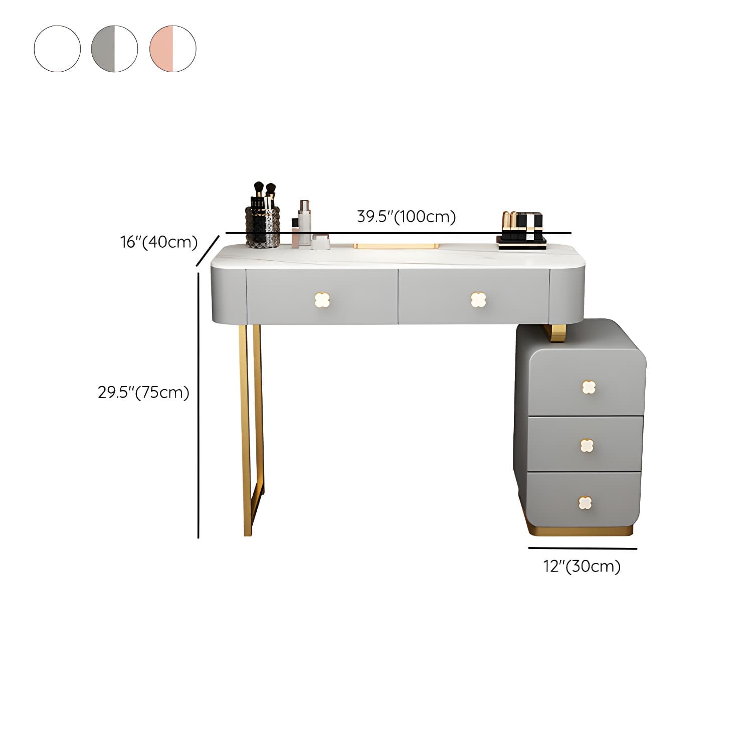 Contemporary Wooden Make-up Vanity with Storage Drawers in Rectangle - image 18