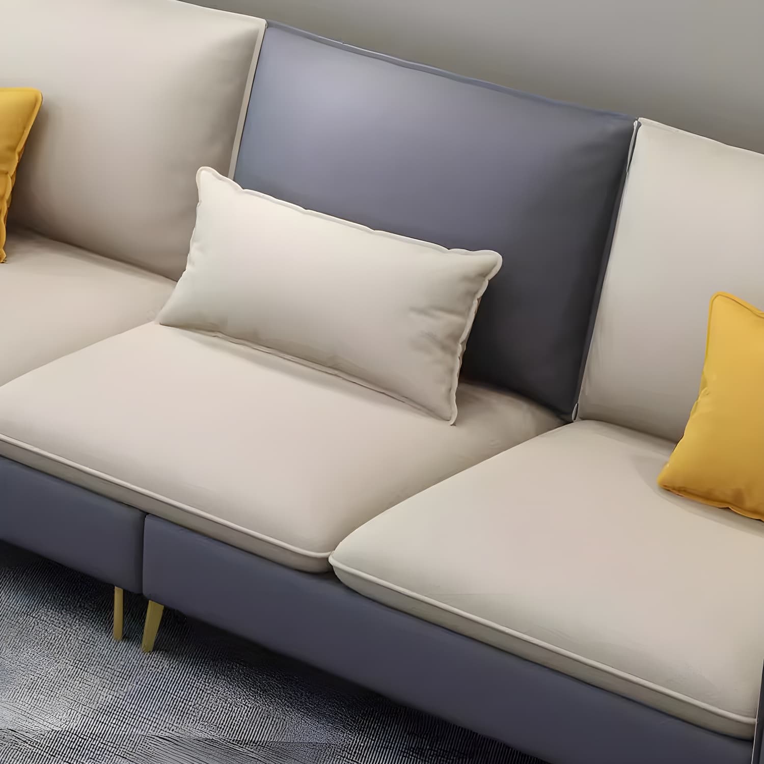 Glam Beige Tech Cloth Sectional Sofa with Pine Frame in Stationary Design - image 6