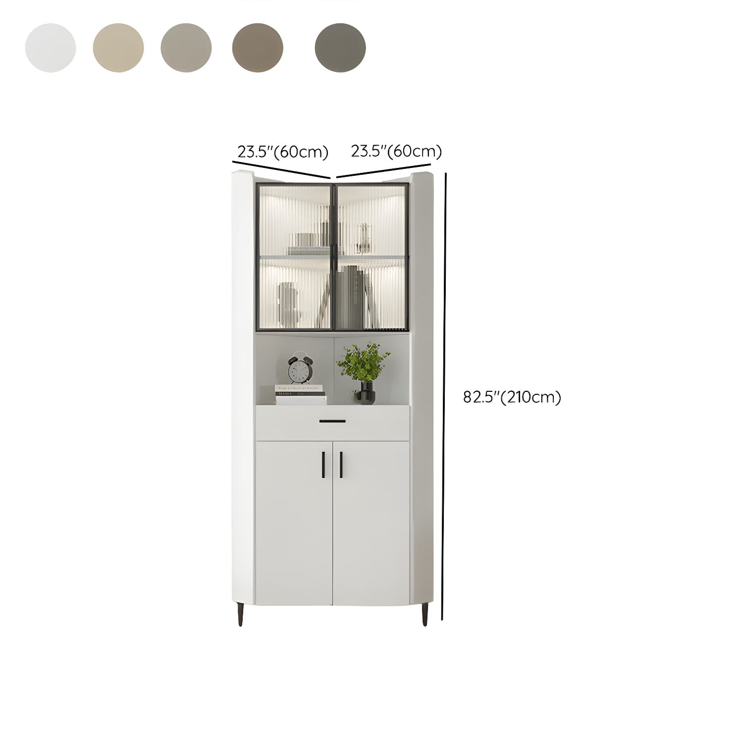 Small Modern Corner Accent Cabinet with Wood Counter Top, Drawers Included, and Metal Legs - image 16