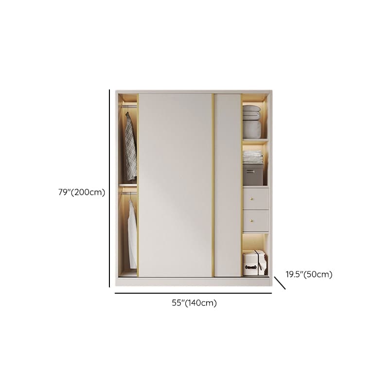Attractive Modern White Wardrobe Armoire with Clothing Rod & Shelves - image 20