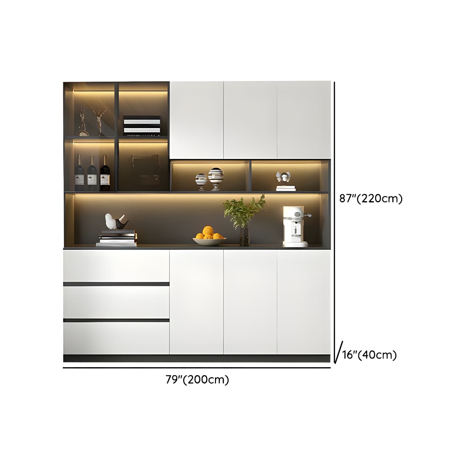 Living Room Modern Stone Sideboard Cabinet with Doors and Drawers - image 12