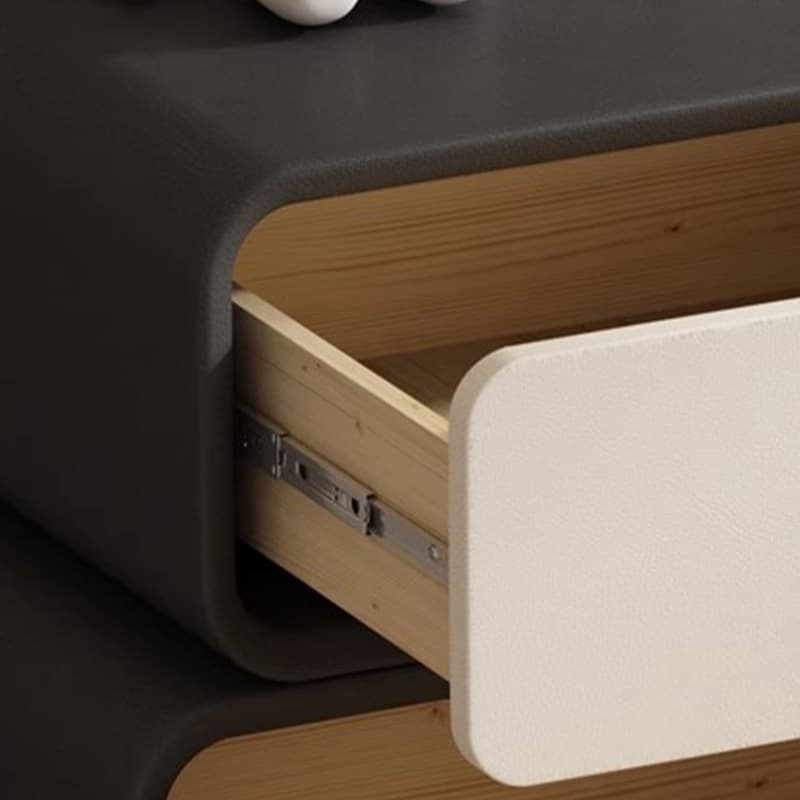 Contemporary Wood Nightstand with Drawer Storage and Faux Leather Countertop - image 9