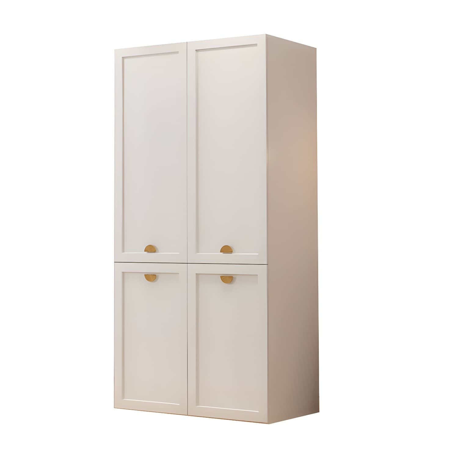 Modern Solid Color Shelves Hinged Doors Cloth Rod Included Cabinet in Beige - image 5