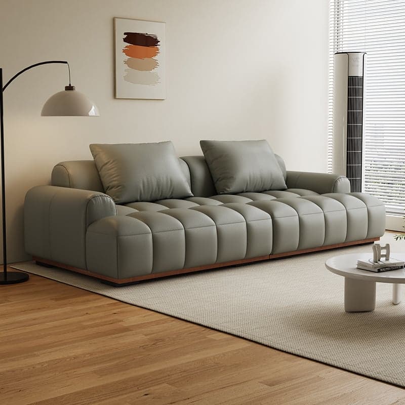 Tear Resistant Standard Sofa with Pu/Flannel Upholstery in Black/Dark Grey/White - image 5