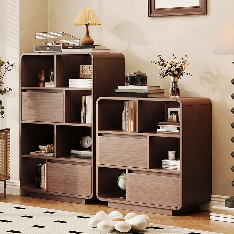 Simple Rectangular Damp-proof Accent Chest with 4 Exterior Shelves, Natural Wood Brown Top, and Soft Close Drawer - image 3