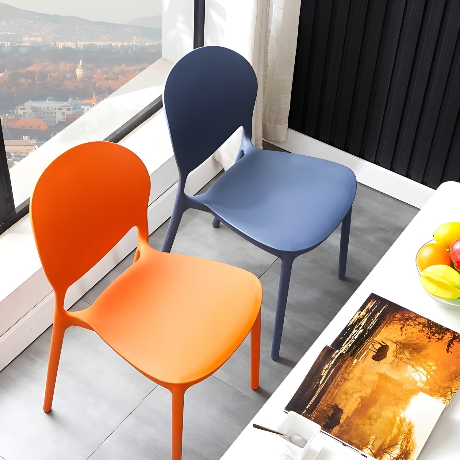 Plastic Open Back Dining Chair Indoor-Outdoor Stackable Side Chair - image 19