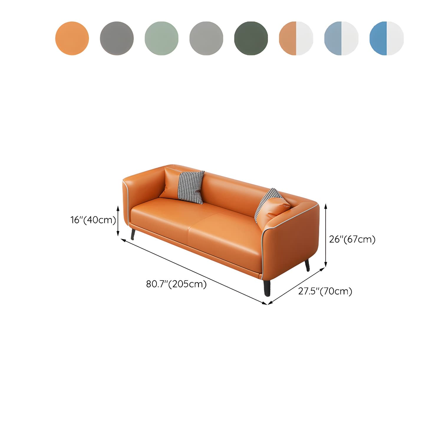 Modern Square Arm Standard Sofa Metal Legs Settee for Living Room - image 20