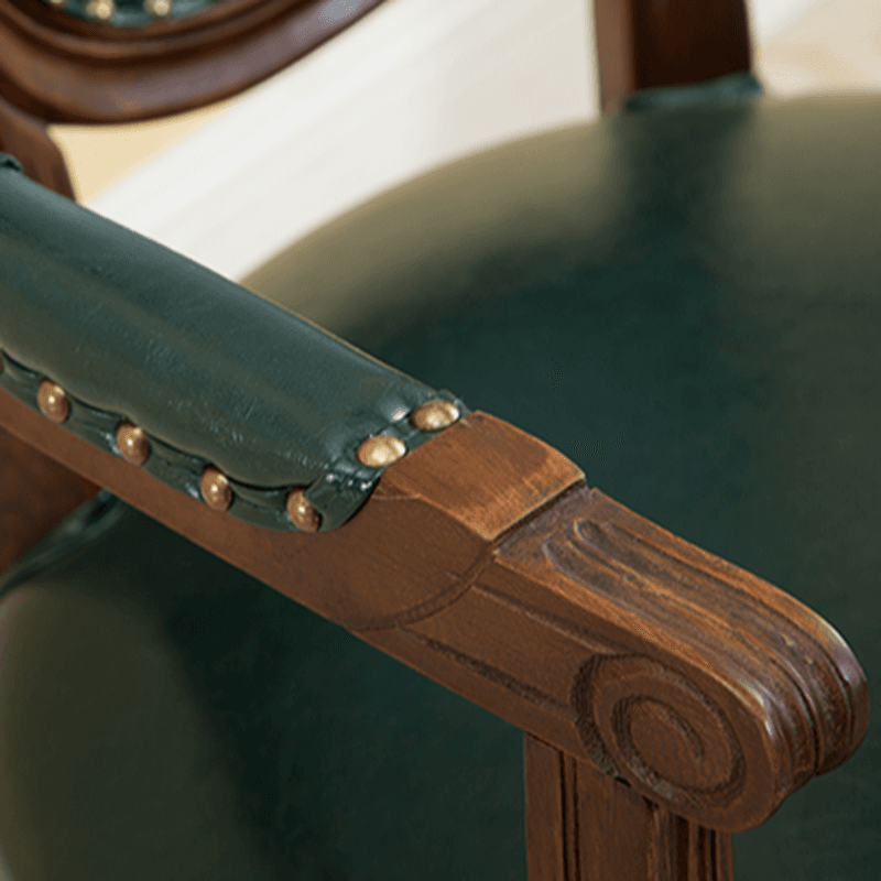 French Sturdy King Louis Back Upholstered Arm Chair/Side Chair with Nailhead Accent, Foot Pads and Weathered Wood Base - image 23