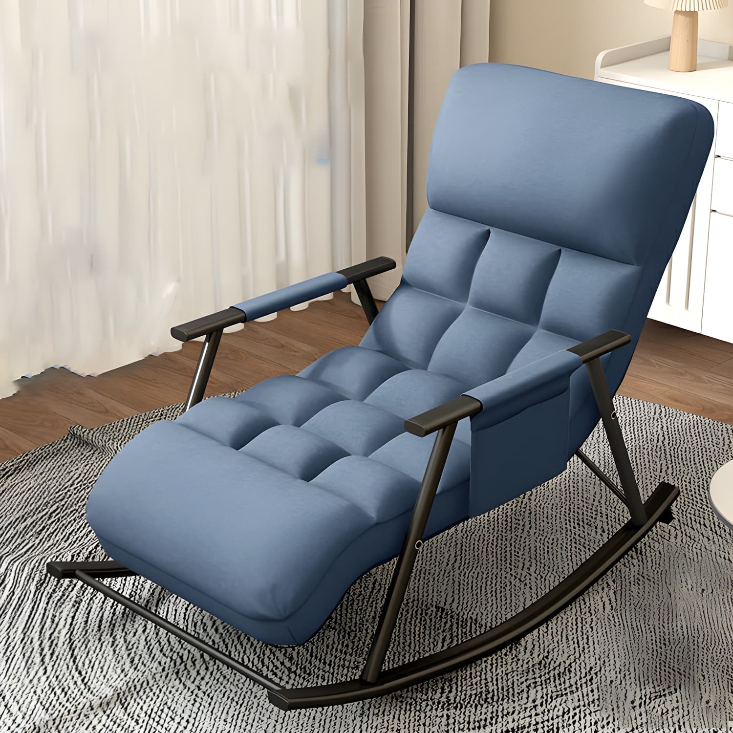 Elegant Modern Upholstered Rocking Chair - Stylish Home Decor with Fun Freshness