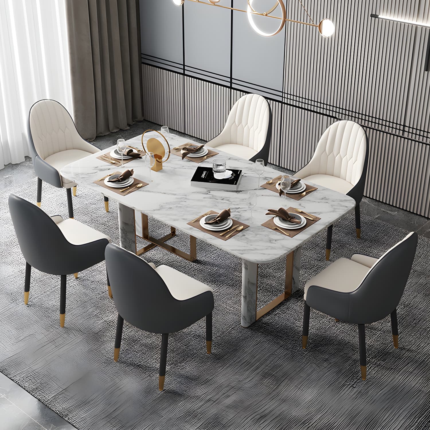 Elegant Glam Faux Leather Dining Chair with Solid Back for Kitchen & Dining - image 21
