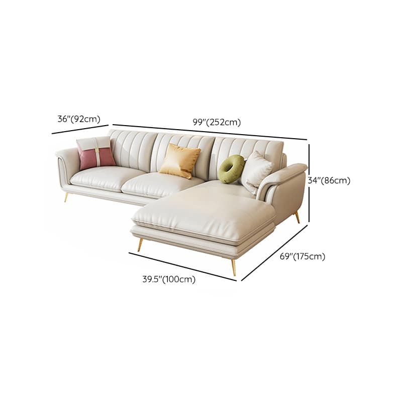 Modern Beige Tech Cloth Sectional Sofa with Flared Arm and Cushion Back - image 10