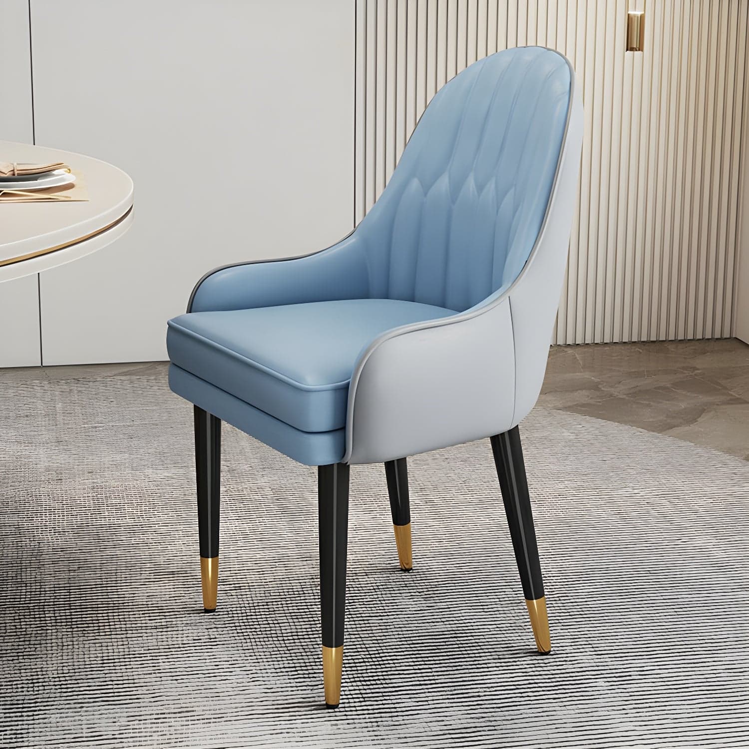 Glam Arm Chair with Upholstered Faux Leather, Solid Back, and Metal Legs - image 10