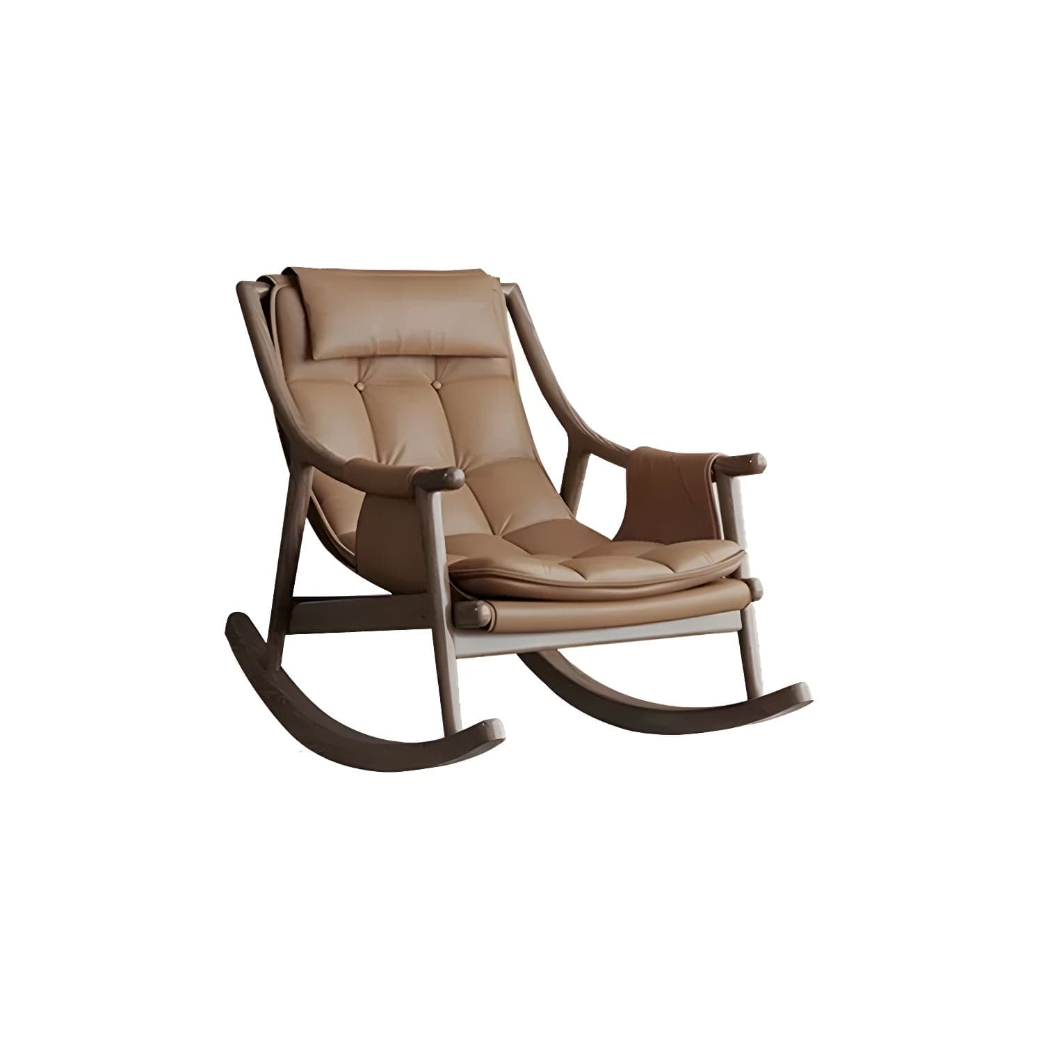 Mid-Century Modern Rocking Accent Chair in Solid Wood with Tufted Cushions - image 5