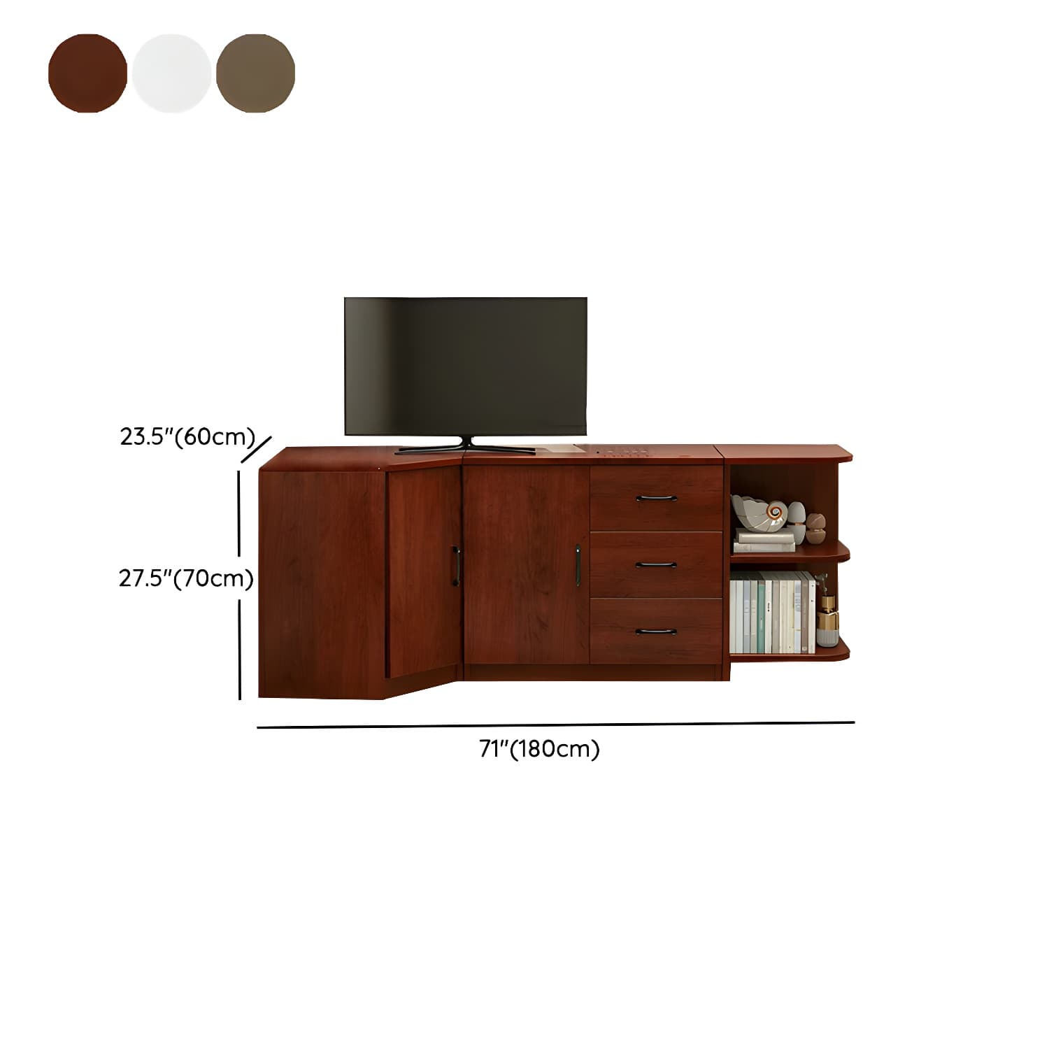Modern Solid Wood Corner TV Stand Console with Storage Drawers & Shelves - image 11