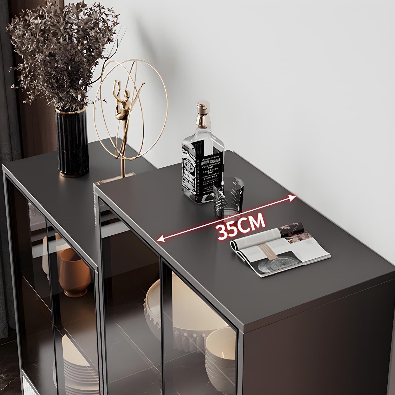 Contemporary Sideboard Cabinet for Dining Room with Glass Doors & Drawers Included - image 8