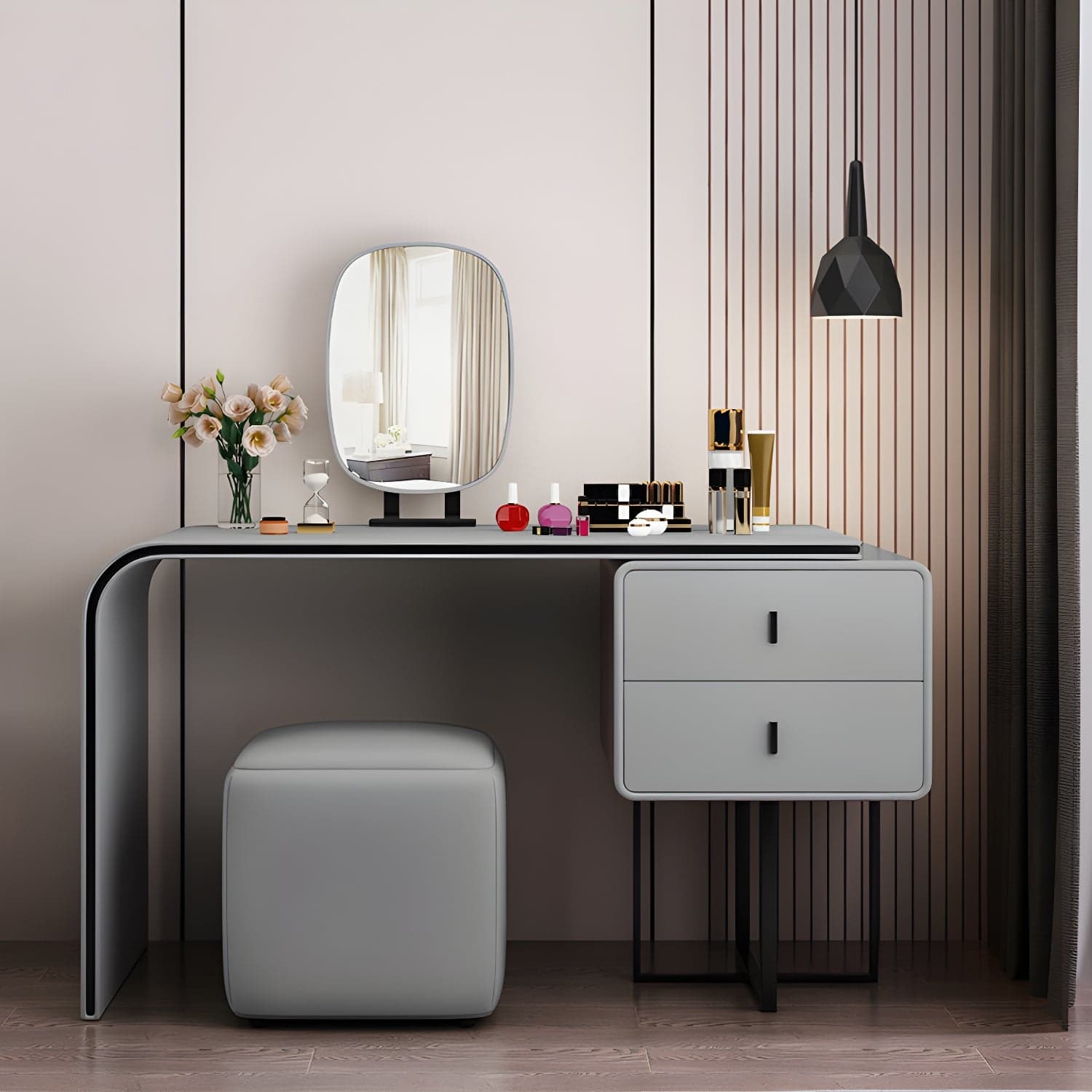 Glam Vanity Dressing Table Bedroom Makeup Counter with Makeup Table and Stool - image 4