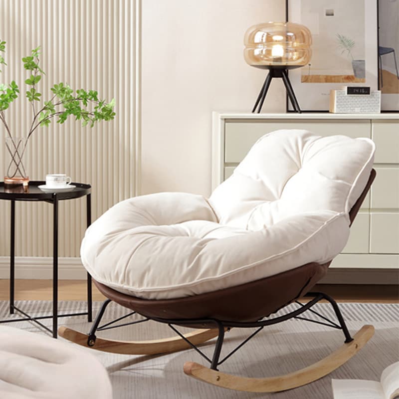 Chalk Simple 2 Piece Set Rocking Chair with Ottoman, Scratch-tolerant and Padded Upholstery