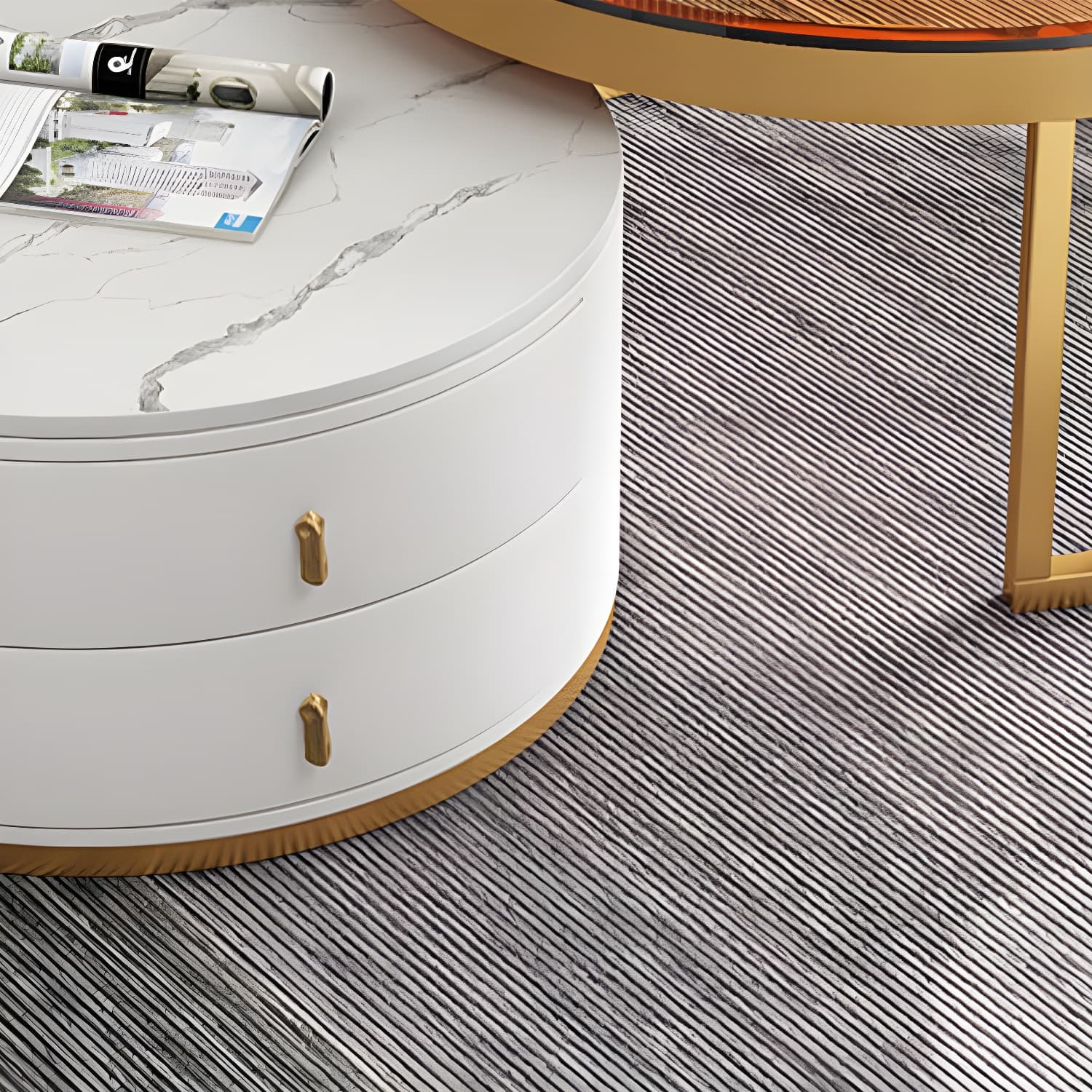 Round Tropical Coffee Table Storage 2 Nesting Coffee Table Set - image 15