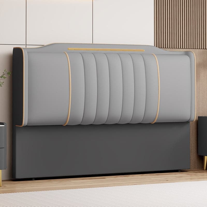 Modish No Distressing Pine Wood Panel Headboard with Camelback Shape for Queen/Full/Twin XL Bed, Featuring Sponge Upholstery and Standard Height - image 3