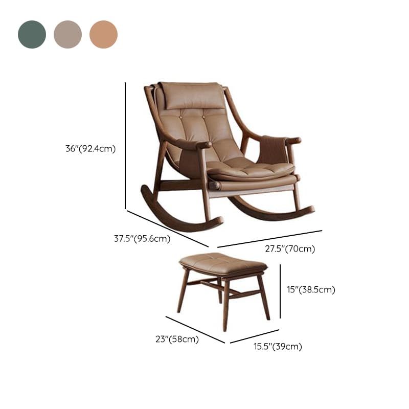 Simple Upholstered Rocking Chair with Ottoman, Scratch-tolerant Padded Track Arm, 2 Piece Set - image 19