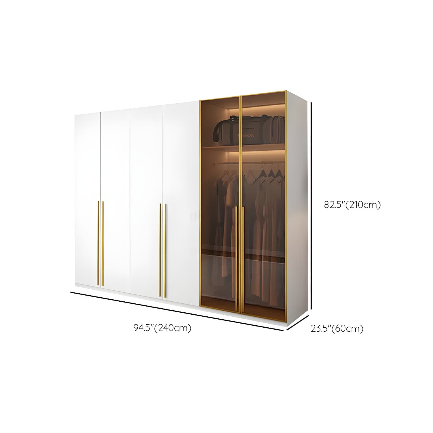Modern White Wood Frame Wardrobe Armoire Freestanding Wardrobe with Soft Close Drawers - image 15