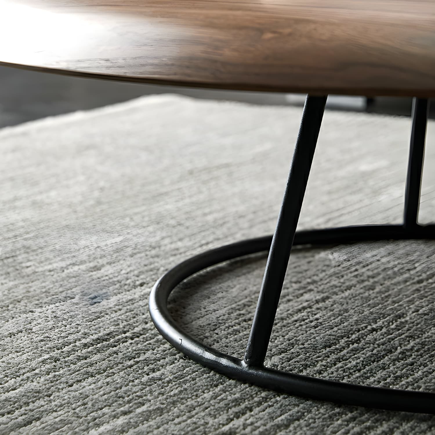 Modern Free Form Wood Coffee Table with Black Metal Frame - Storage Not Included - image 8