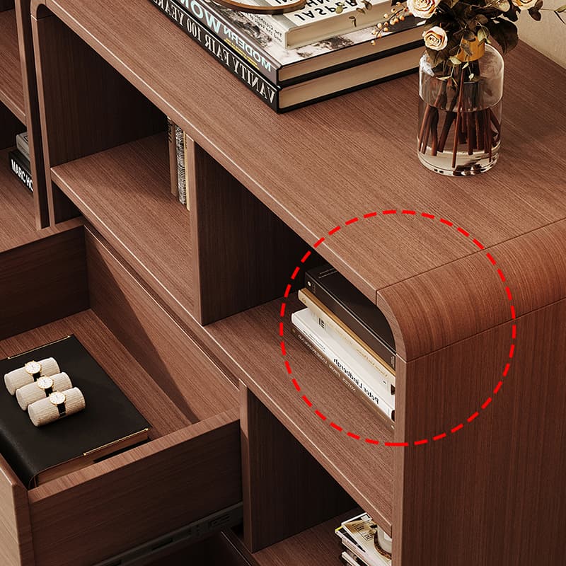 Simple Rectangular Damp-proof Accent Chest with 4 Exterior Shelves, Natural Wood Brown Top, and Soft Close Drawer - image 5