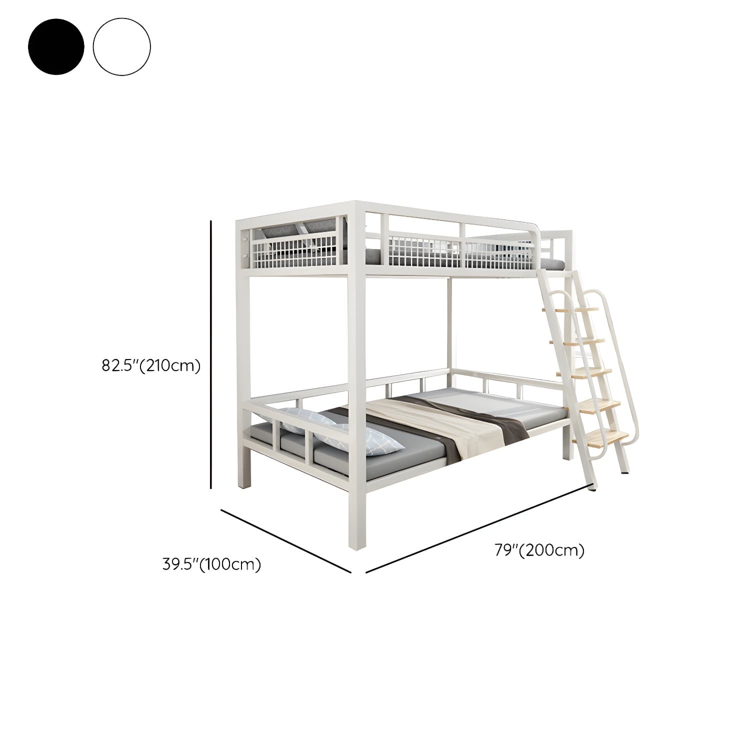 Contemporary Metal Bed 82.67" Tall Open-Frame Bed in Black/White - image 10