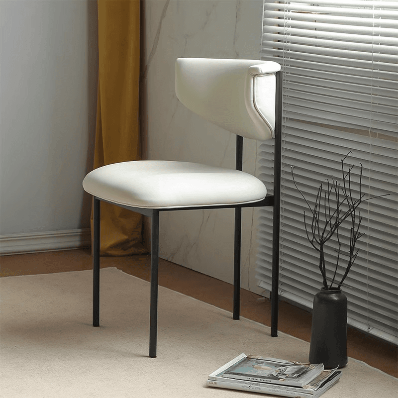 Scandinavian Side Chair with Uncovered Back, Upholstered, Ink/Gilded Metal Legs - image 12