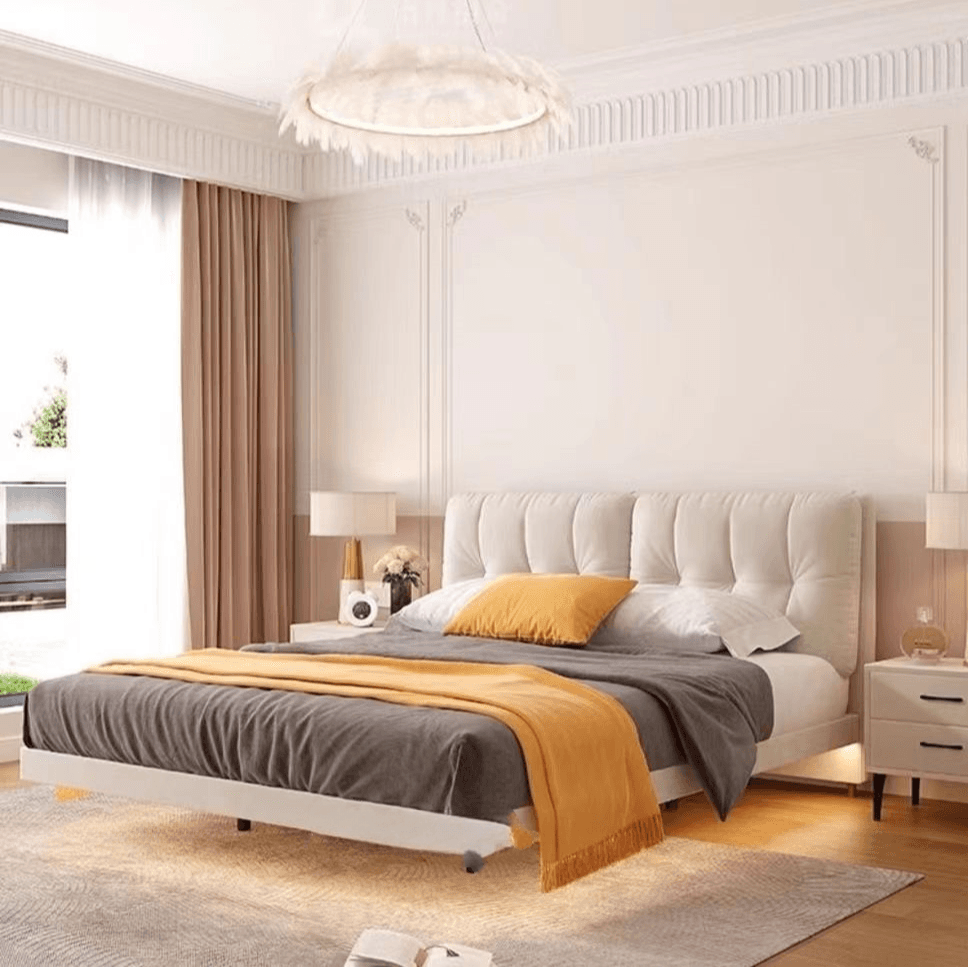 Modish Style Panel Headboard with No Distressing, Button-tufted Rectangle Design for King/Queen/Full Bed, Cotton Upholstery Fill, Standard Height - image 9
