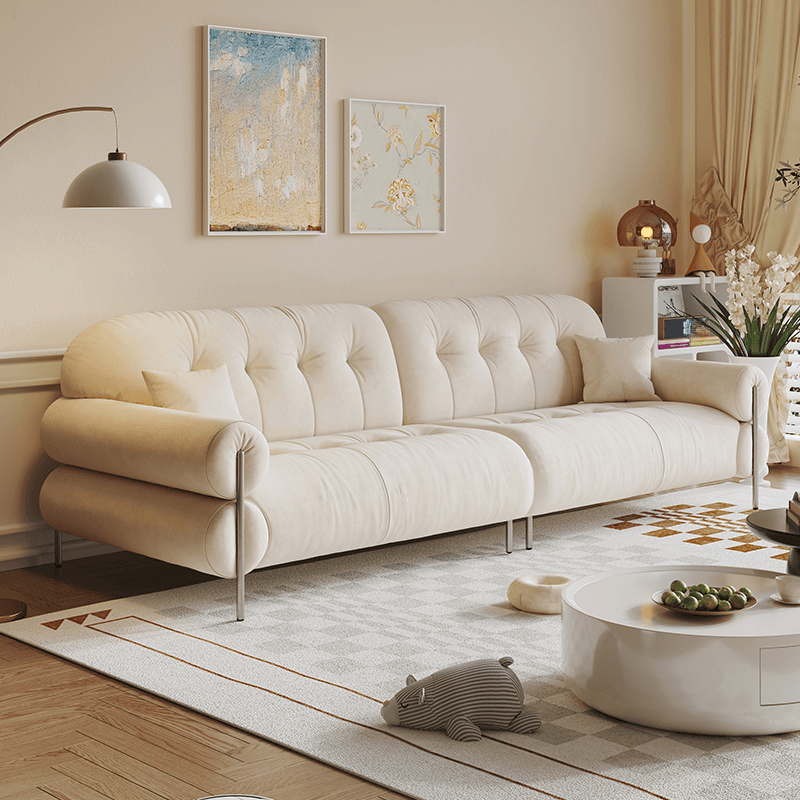 Tear Resistant Standard Sofa with Pu/Flannel Upholstery in Grey/Auburn/Ivory - image 12