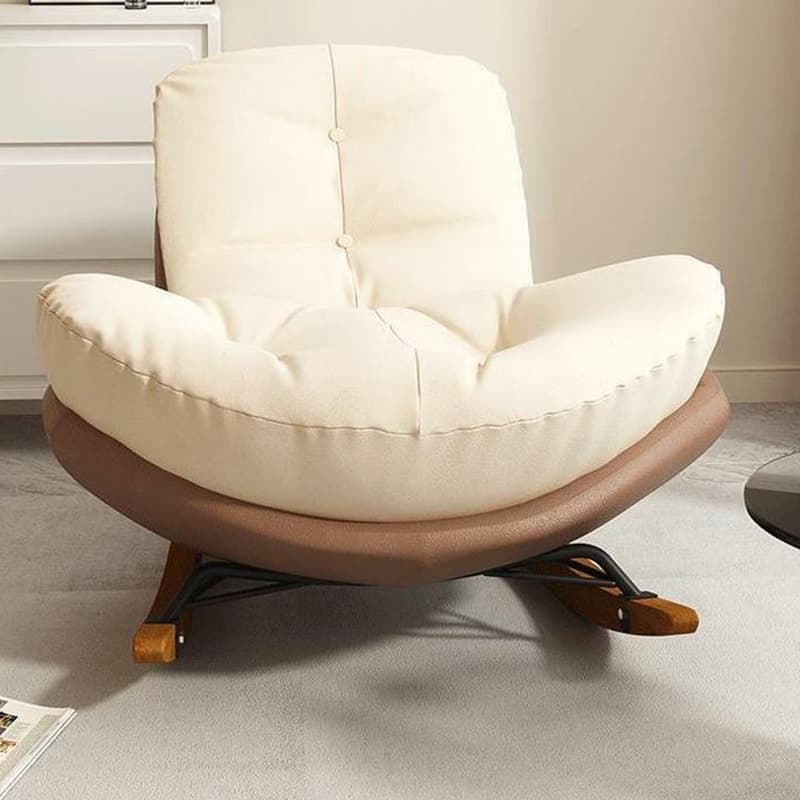 Cotton Upholstered Indoor Rocking Chair with Solid Wood Legs, Compact Design for Small Spaces - image 10