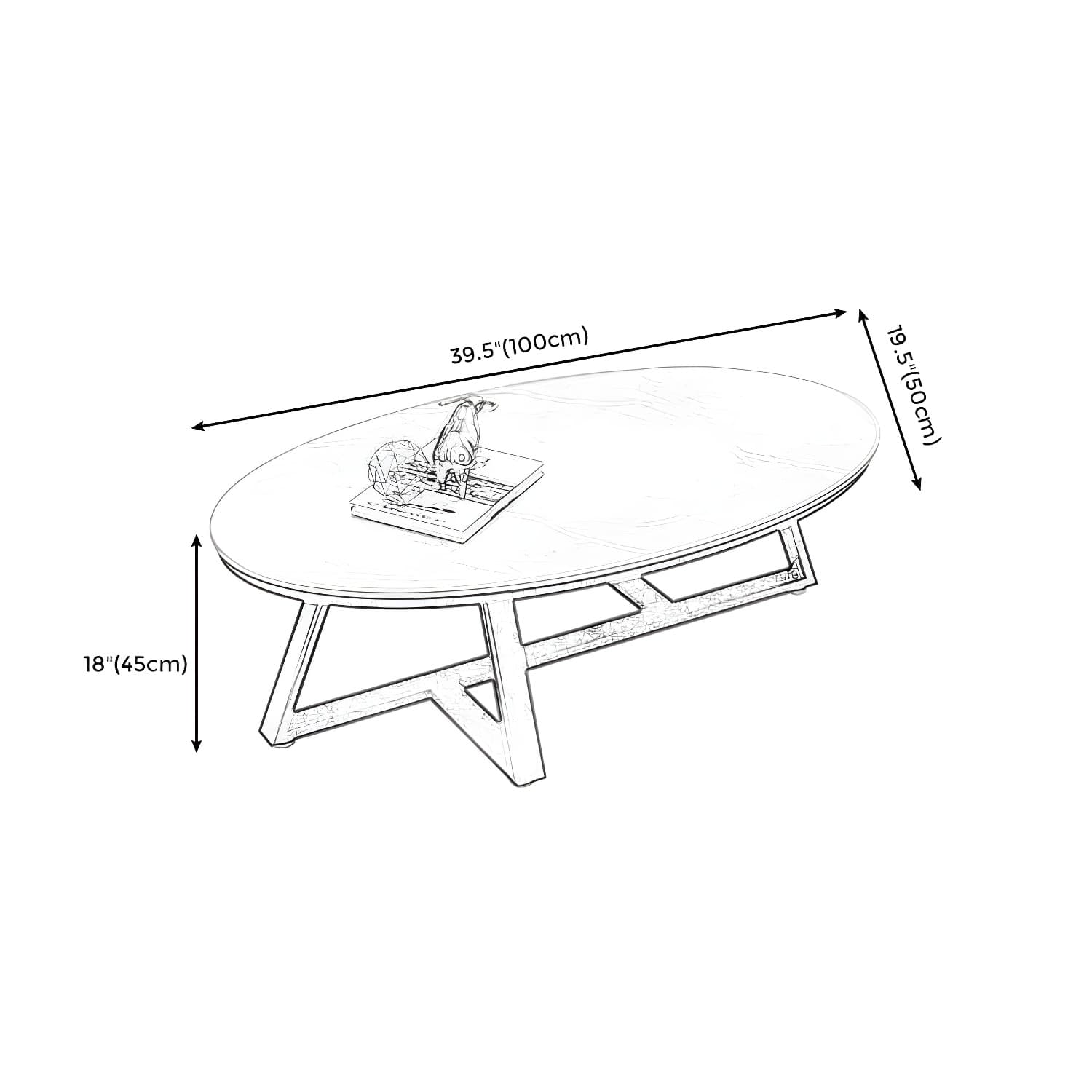 Faux Marble and Stone Coffee Table Cross Legs Cocktail Table - image 11