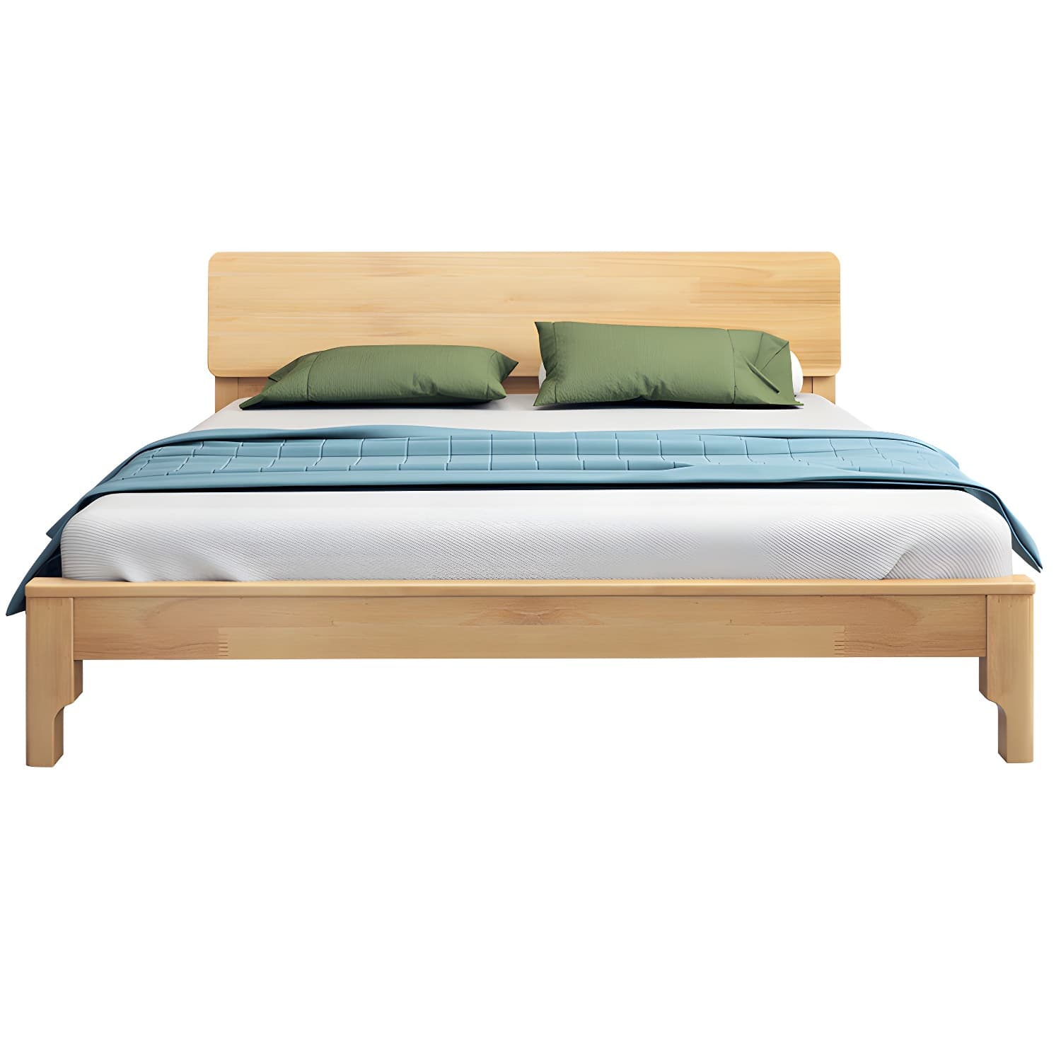 Scandinavian Solid Wood Bed with Rectangle Headboard and 4 Legs - image 6