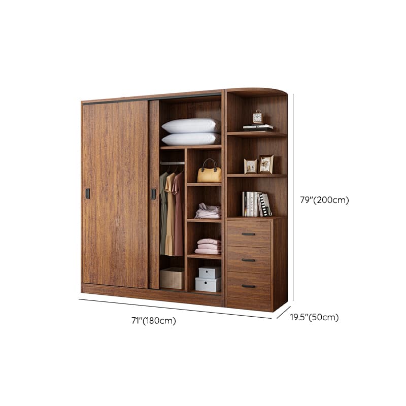 Modern Wooden Wardrobe Armoire with 3 Clothing Rods and Interior Shelves - image 17