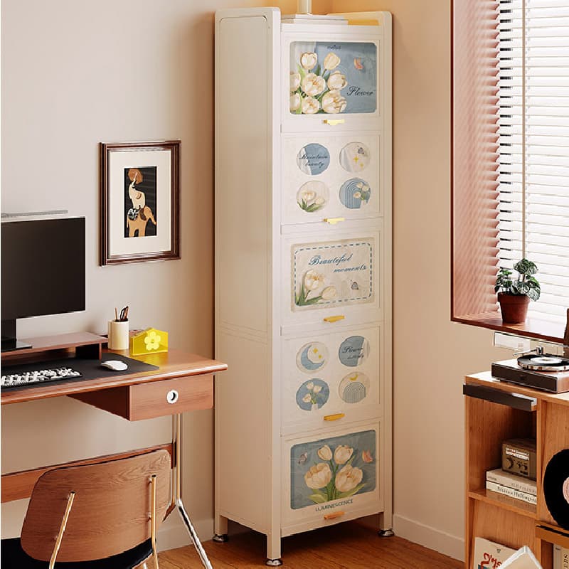 Damp-proof Scratch-immune Steel Accent Cabinet with Glazed Door and Grip Bars in Midnight Black/Chalk, Stain Resistant - image 4
