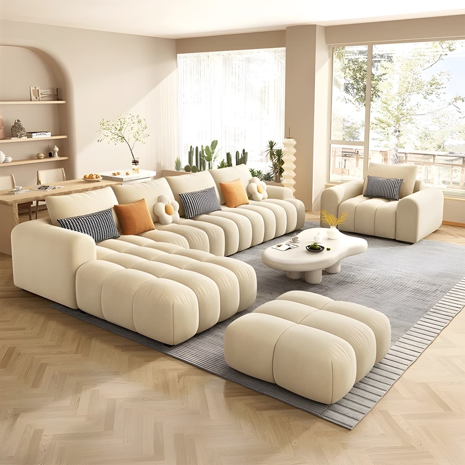 Modern Suede Sectional Sofa with Black Pine Wood Frame and Scratch Resistant Design - image 17