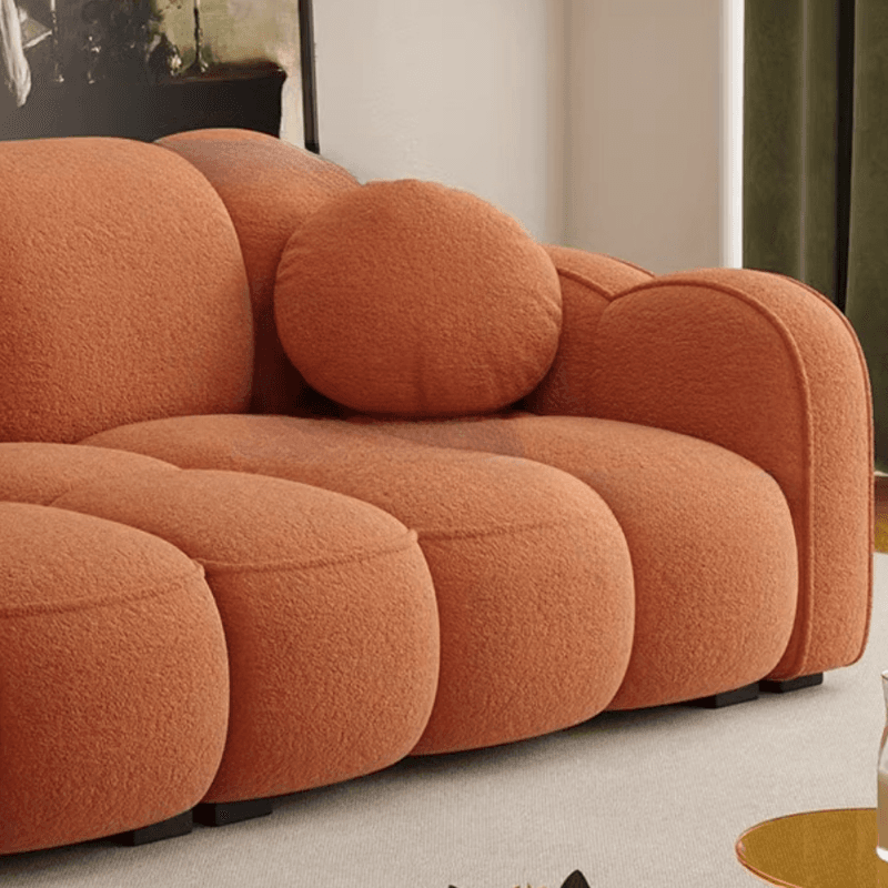 Modish Solid Color Standard Sofa Stain Resistant/Water Resistant Dove Grey/Apricot Color/Mocha with 2 Pillows & Armrest for 4 Person/3-seater - image 14