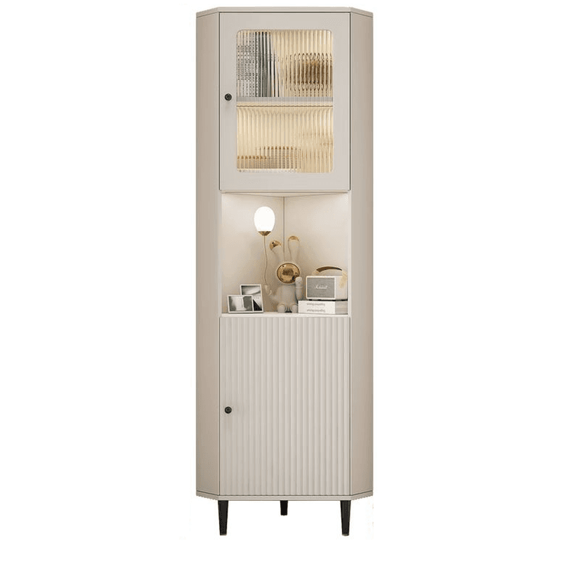 Grey/Beige Engineered Wood Utility Cabinet with Illuminating in a Modern Style