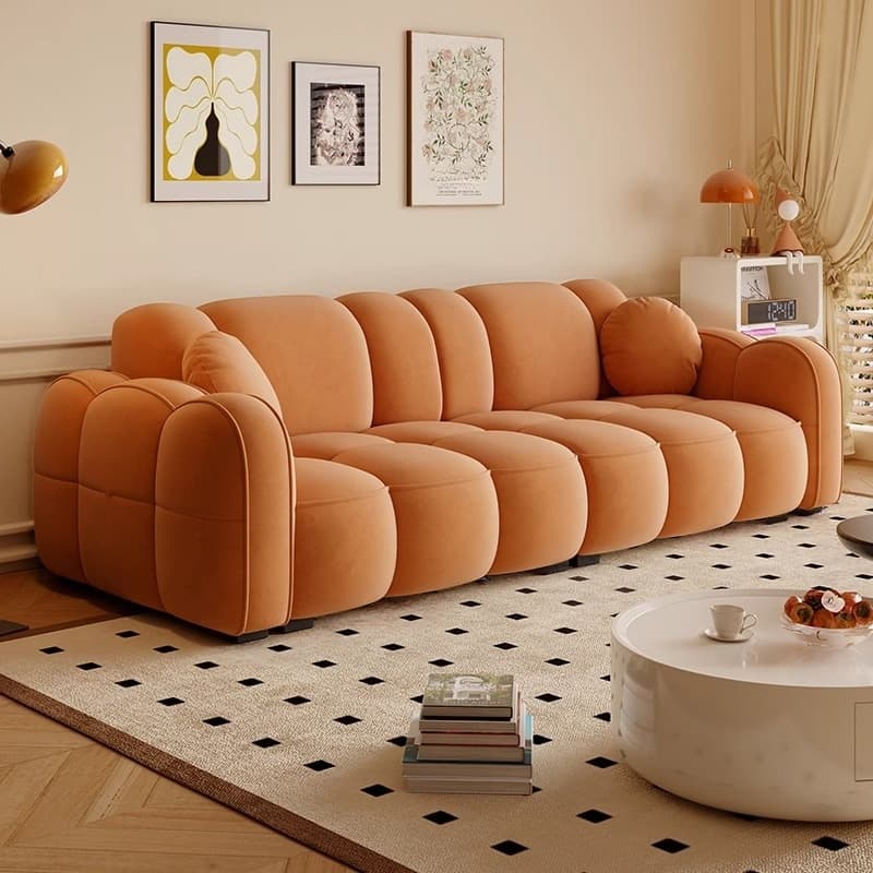 Minimalist Solid Color Standard Sofa Stain Resistant/Water Resistant Dove Grey/Auburn/Amber Color with 2 Pillows & Arm for 4-seater/Seats 3 - image 9