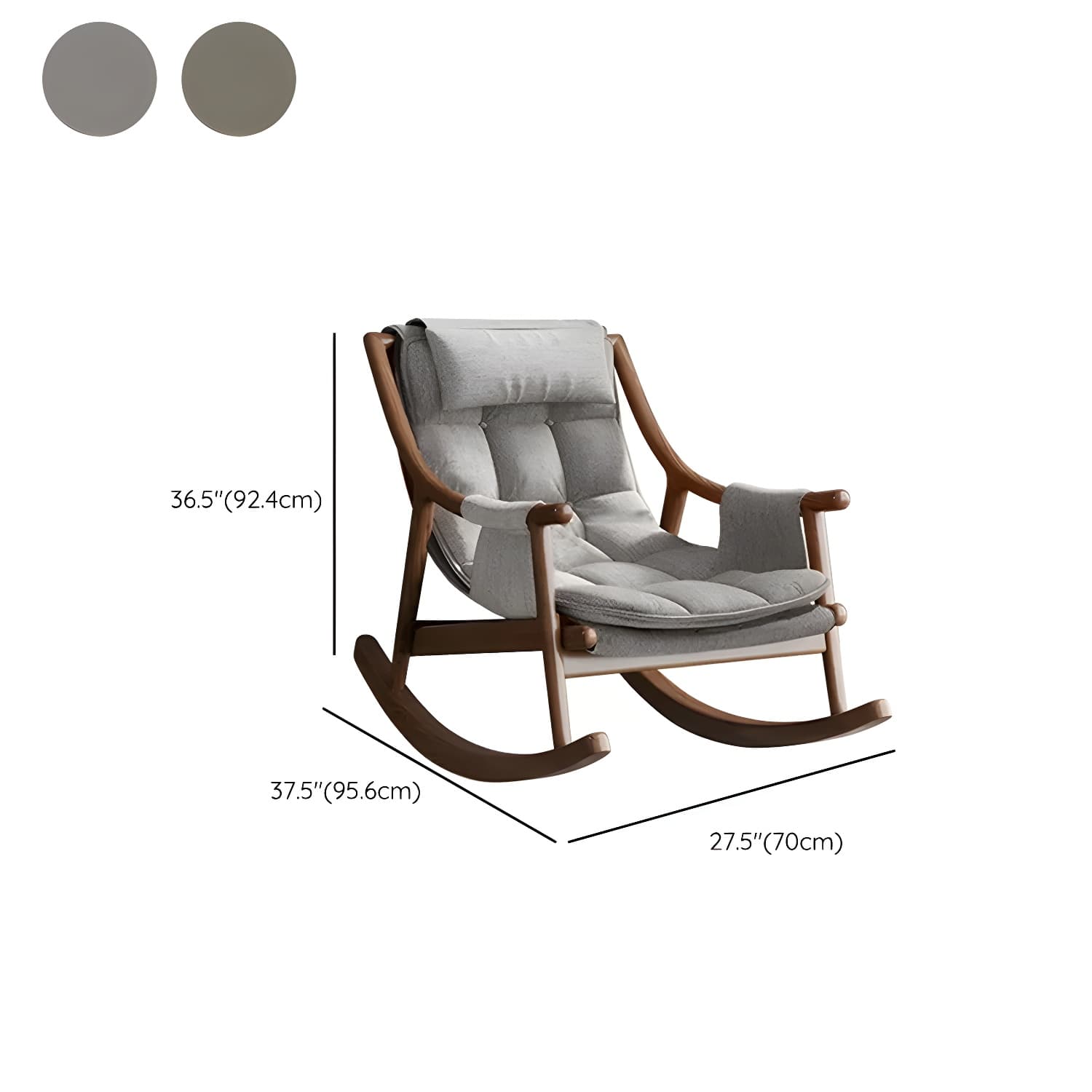 Mid-Century Modern Rocking Accent Chair in Solid Wood with Tufted Cushions - image 15