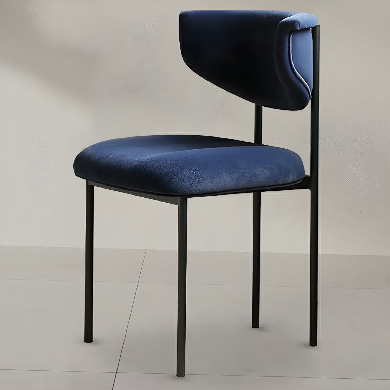 Modern Upholstered Side Chair with Black Metal Legs and Low Back - image 6