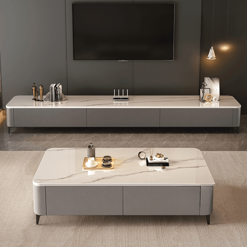 Modern Simple Style Solid and Manufactured Wood Rectangular TV Stand with 3 Drawers - image 6