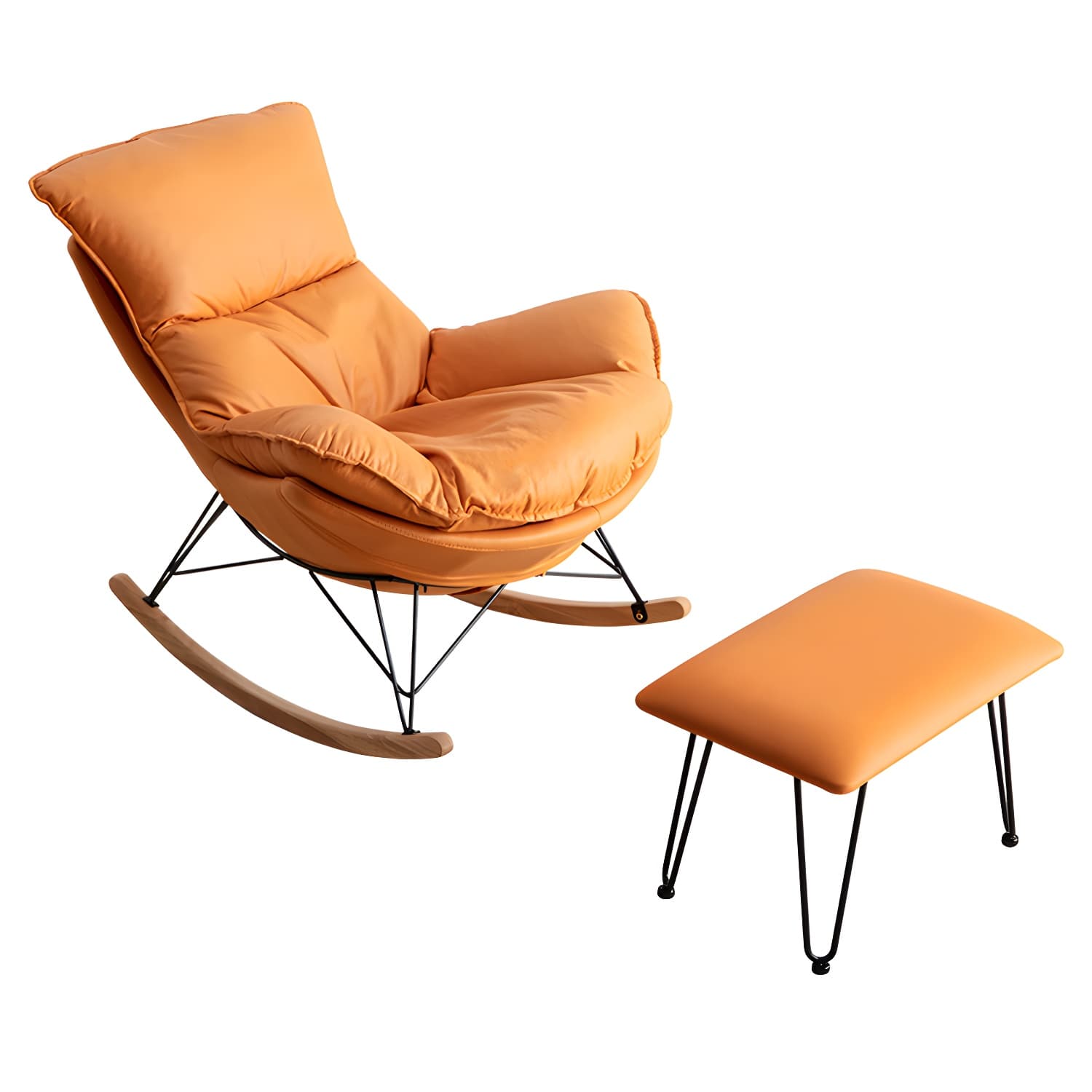 Modern Cushions Rocker Chair Metal Frame Spindle Rocker Chair with Ottoman - image 12