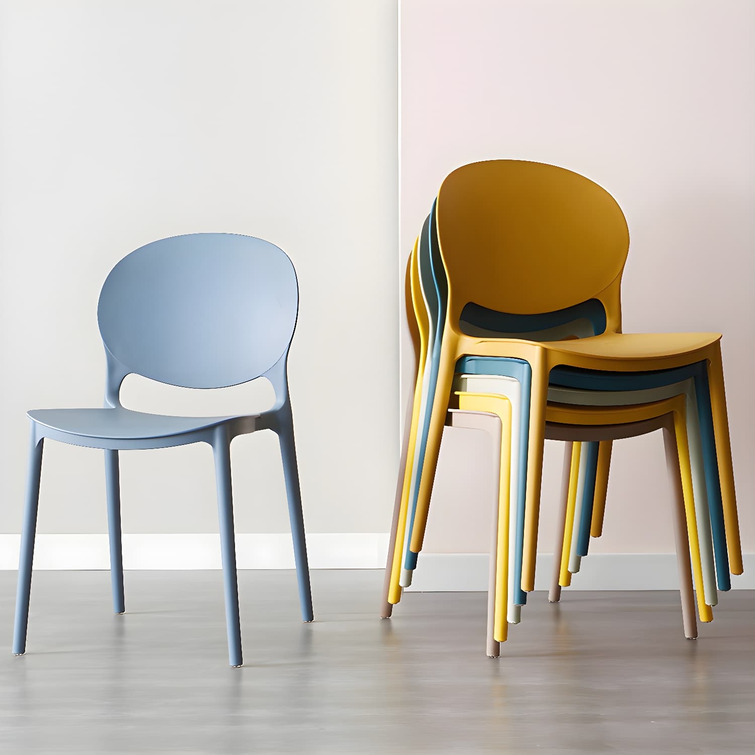 Scandinavian Plastic Dining Side Chair Open Back Matte Finish Dining Chair - image 24