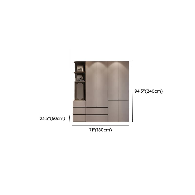 Sand Minimalist Laminate Cabinet Armoire with Soft Close Drawer, Soft Close Door, Interior Shelves, and Clothing Rod - image 17